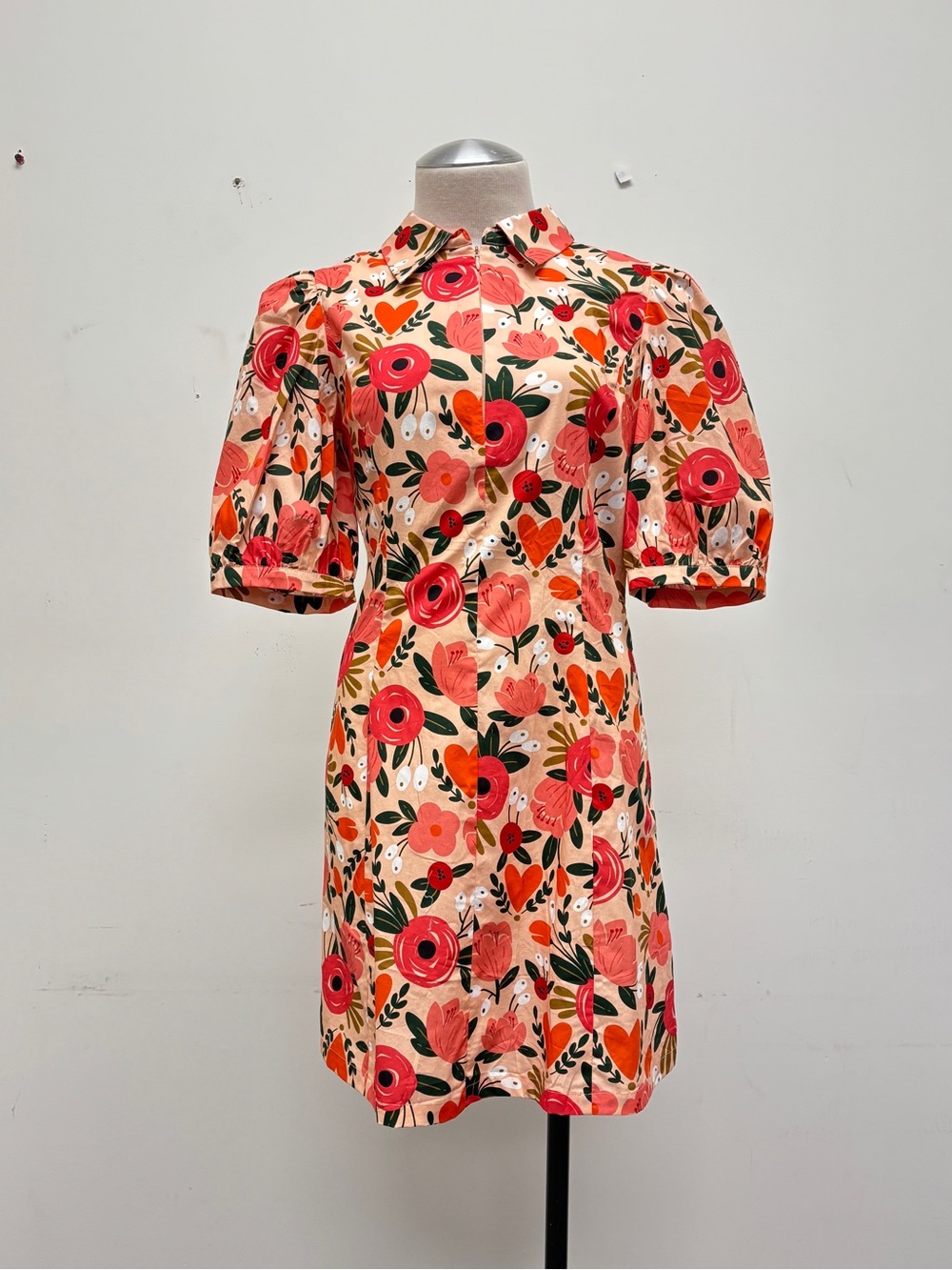 Vintage Floral Puff Sleeve Mini Dress